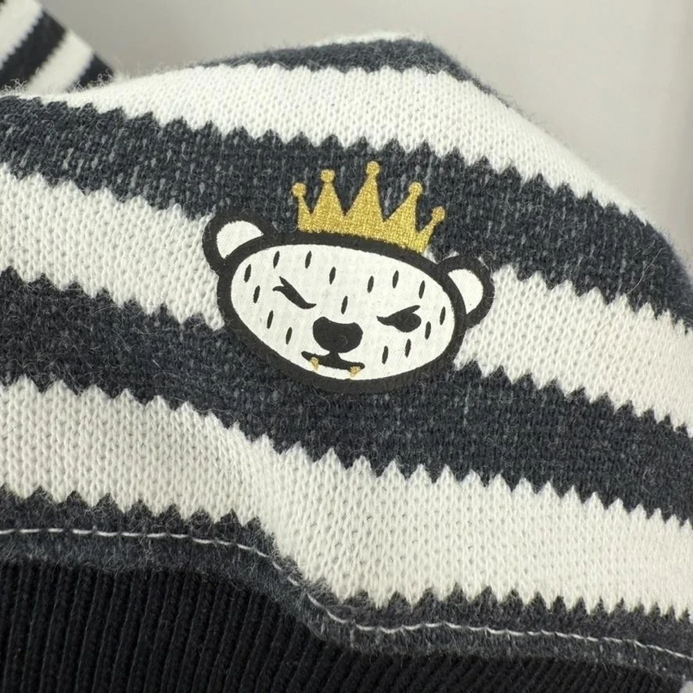 Adidas‎ by Nigo Hoodie Mens XL Striped Full Zip Bear Graphic Rare Black White